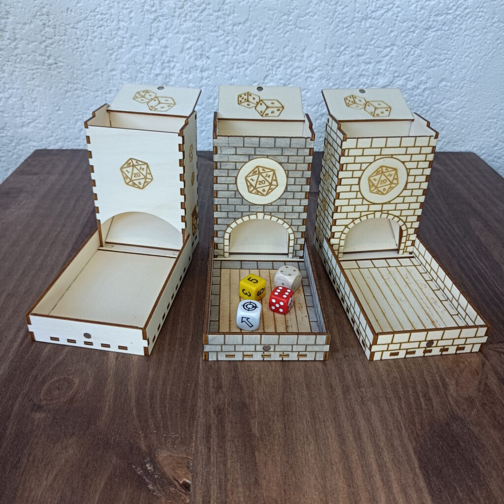 Tour à Dés Château En Bois – Découpe Laser, Pliable, Pour D&D Et Jeux De Société