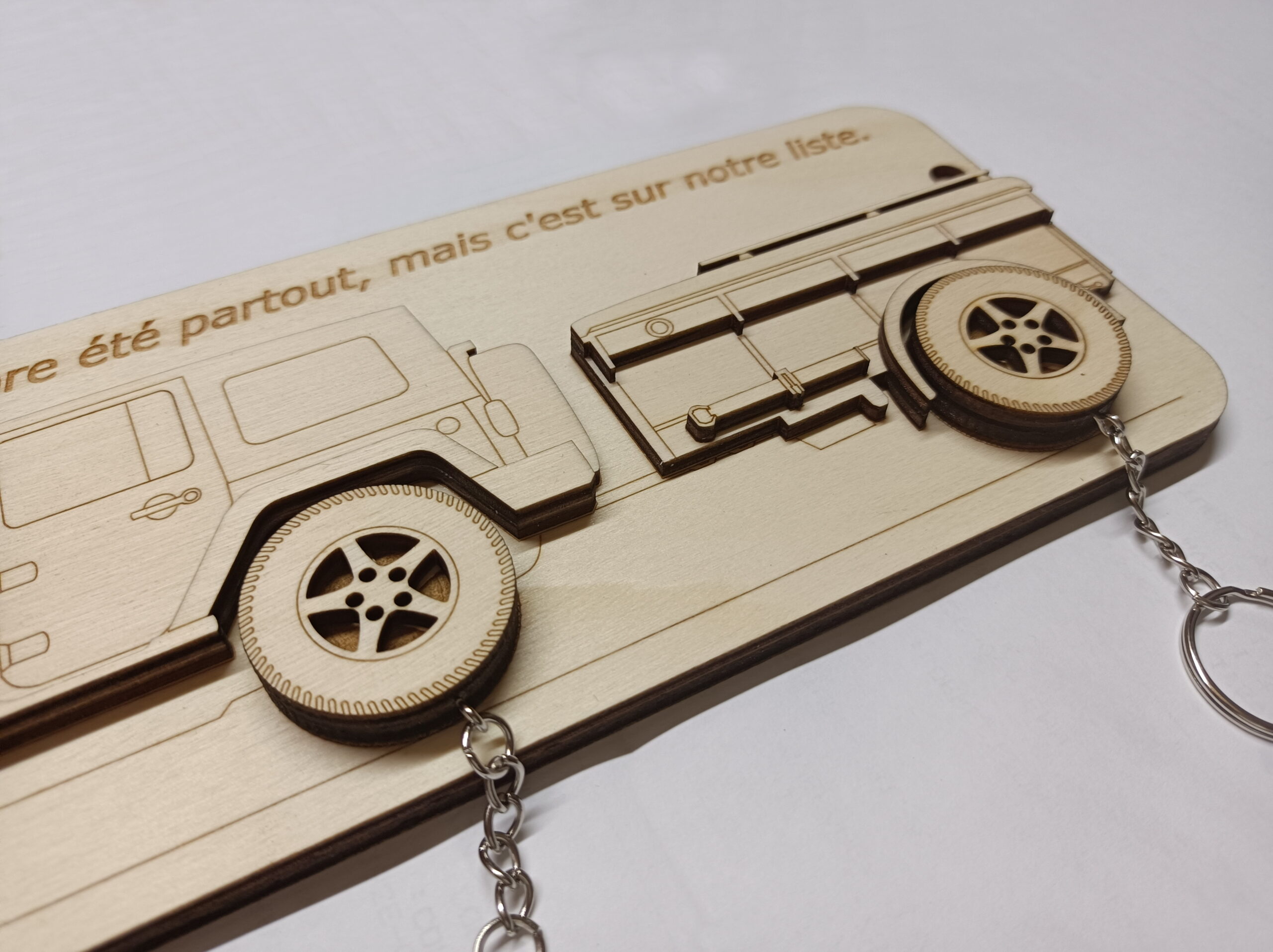 support porte-clefs voiture avec remorque - détails
