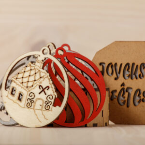 Décoration, Boules de Noël, bois, peintes, Foxline