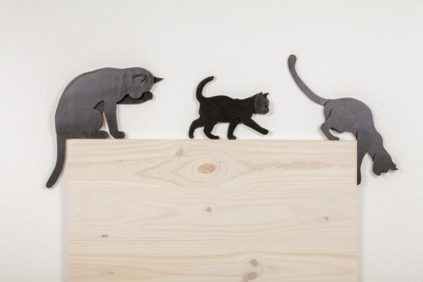 chat, noir, silhouette, bois, foxline