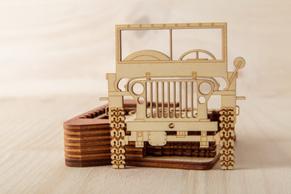 lot de sous-verres voiture tout-terrain en bois