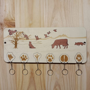 support mural, bois porte-clefs Empreintes, Animaux, nature