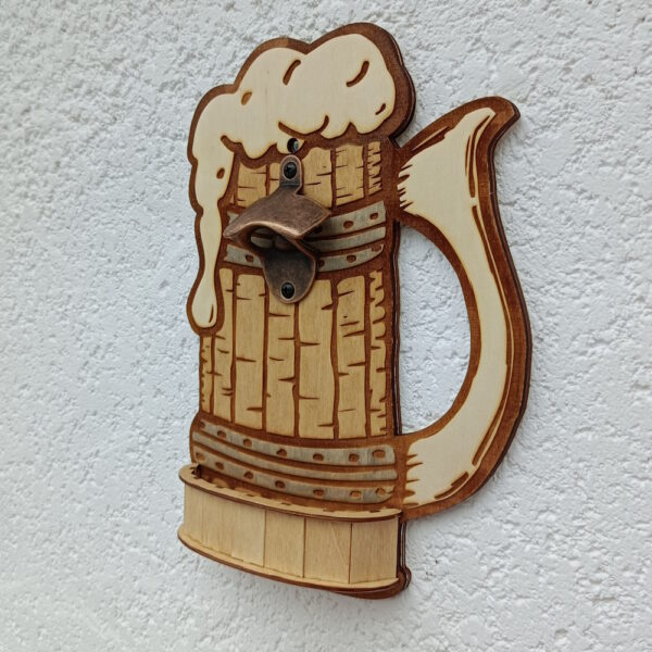 Décapsuleur Mural en bois artisanal