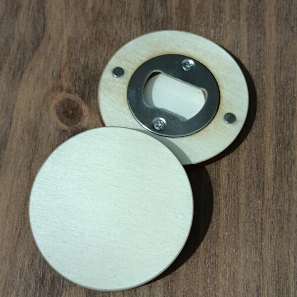 Decapsuleur magnétique rond en bois, à personnaliser